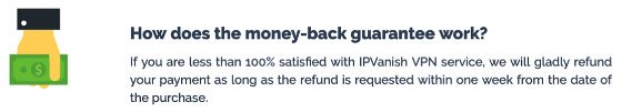 IPVanish review: money-back guarantee.